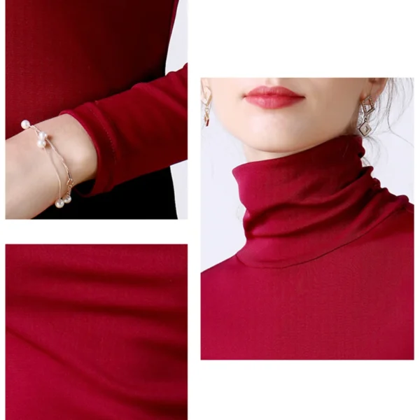Turtleneck Blouse 2024 Women Basic Knitted Fashion Tops Long Sleeve Women Casual Blusa Femme Slim Ladies Red Blue - Image 6